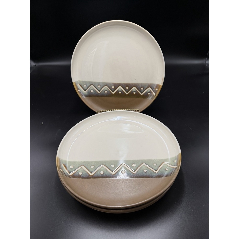Sango Zigzag 4012 Dinner Plates Set of 4 Southwest Tan Beige